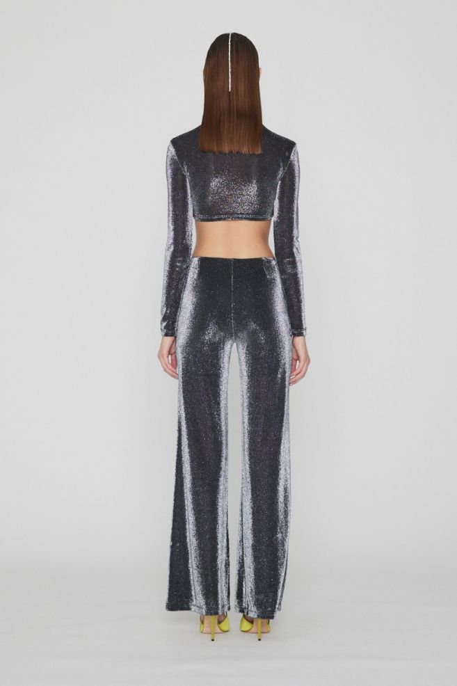 Metallic Jersey Wide Pant