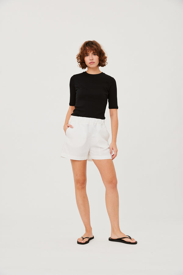 Half Sleeve Roundneck Rib Tee