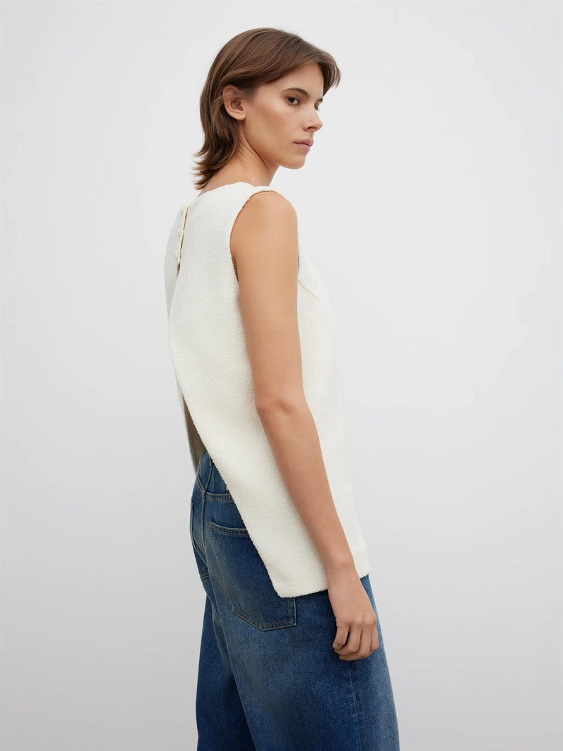 Open back bouclé top