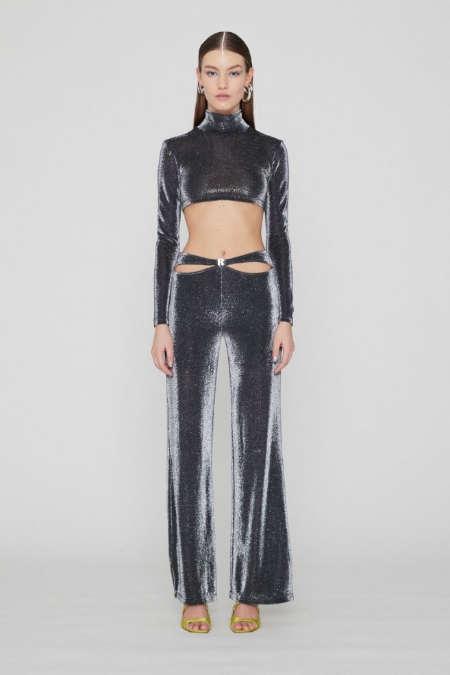 Metallic Jersey Wide Pant