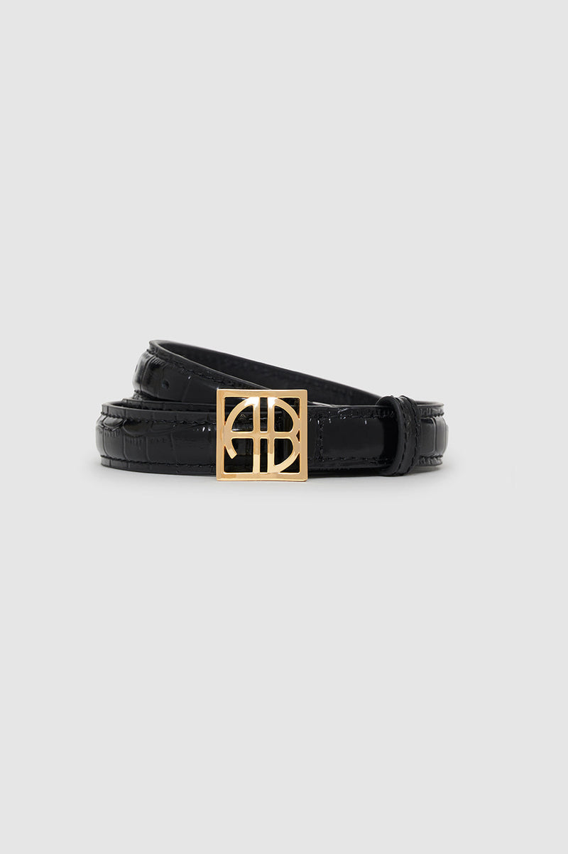 Monogram Belt - Black Embossed