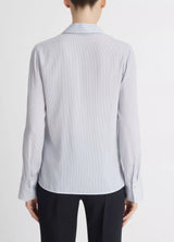 CLASSIC MICRO STRIPE PULL OVER L/S BLOUSE