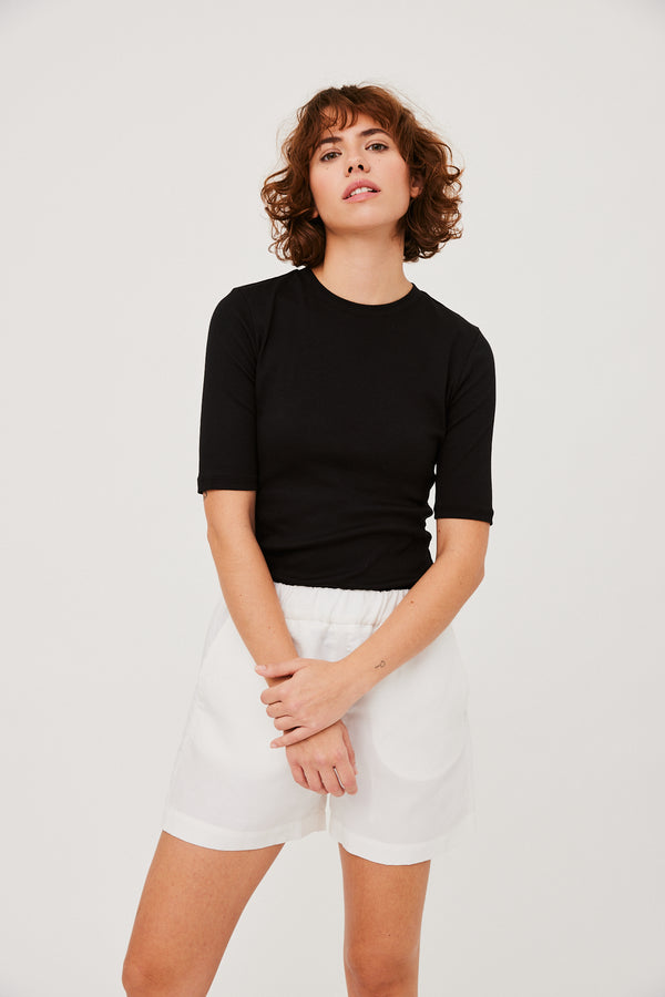 Half Sleeve Roundneck Rib Tee