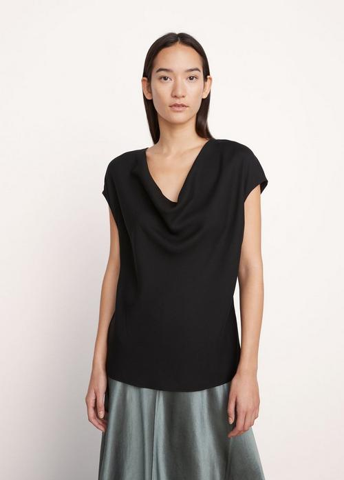 Cowl Neck Cap Sleeve Blouse