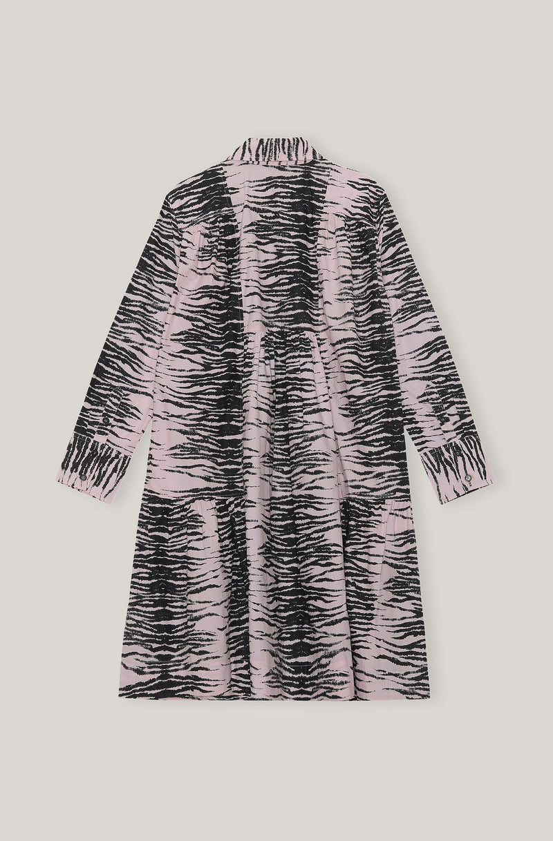 Printed Cotton Gathered Panel Wide Shirt Dress