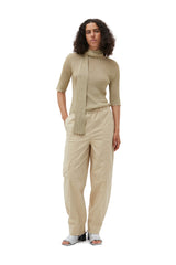 Washed Cotton Canvas Elasticated Curve Pants