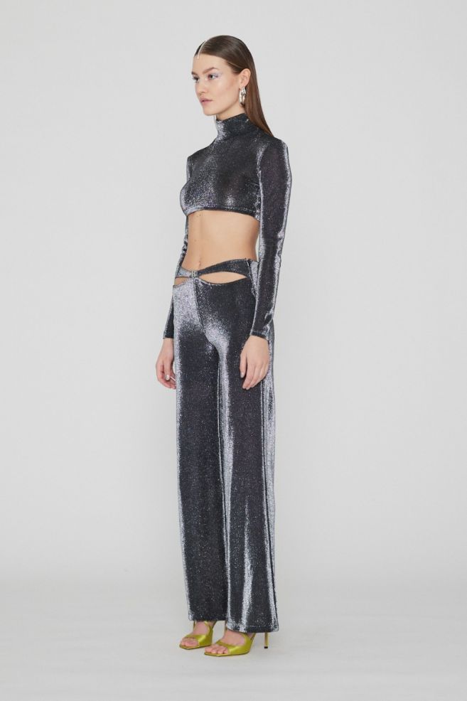 Metallic Jersey Wide Pant