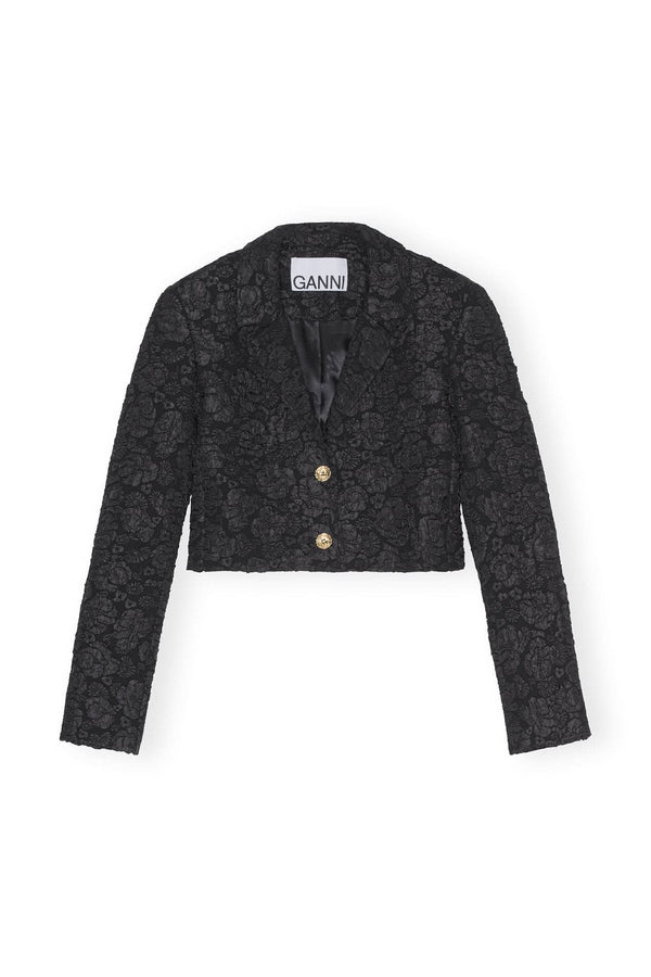 Stretch Jacquard Cropped Blazer